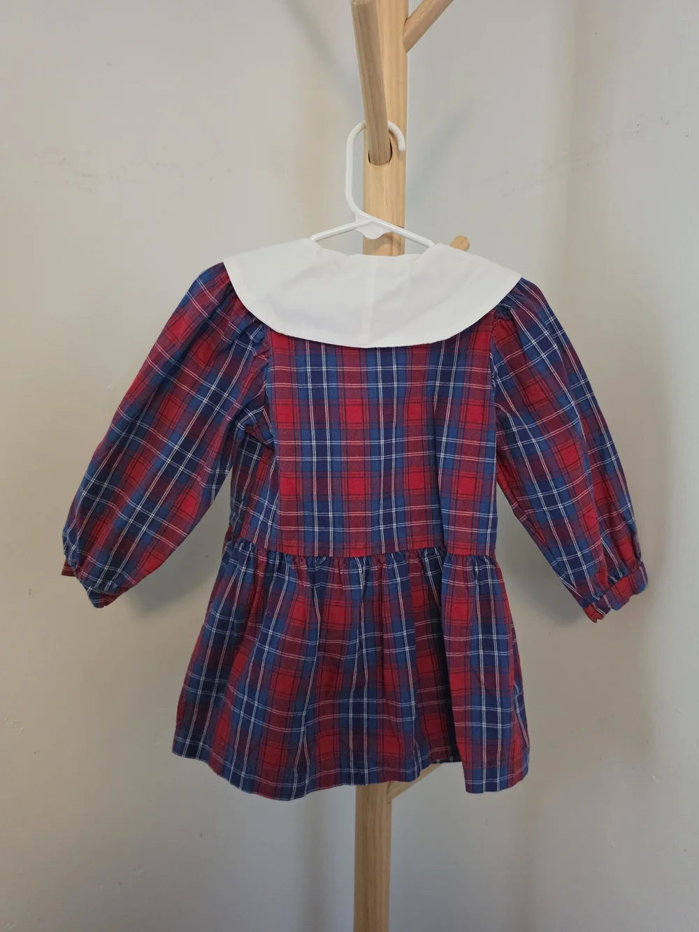 Vintage Rare Osh Kosk B Gosh Plaid Red Whit & Blue Girls Dress 2T