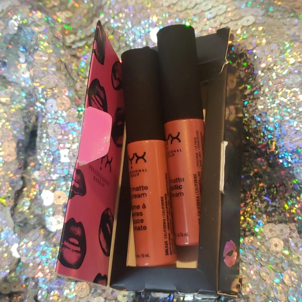 CALIFORNIA NYX DISCONTINUED Makeup Crew 2pc Matte & Metallic Lip Set NWT