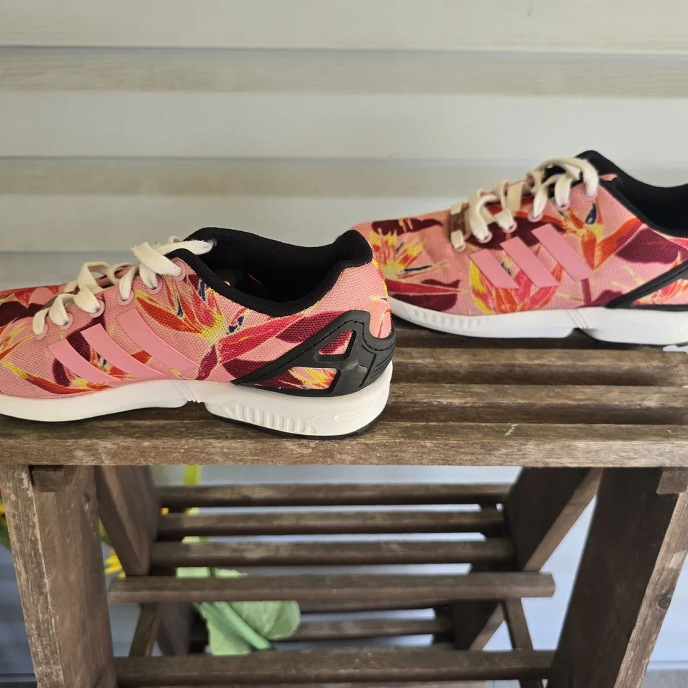 Adidas ZX Flux Print Mens Size 7 Pink‎ White Athletic Running Shoes Sneakers