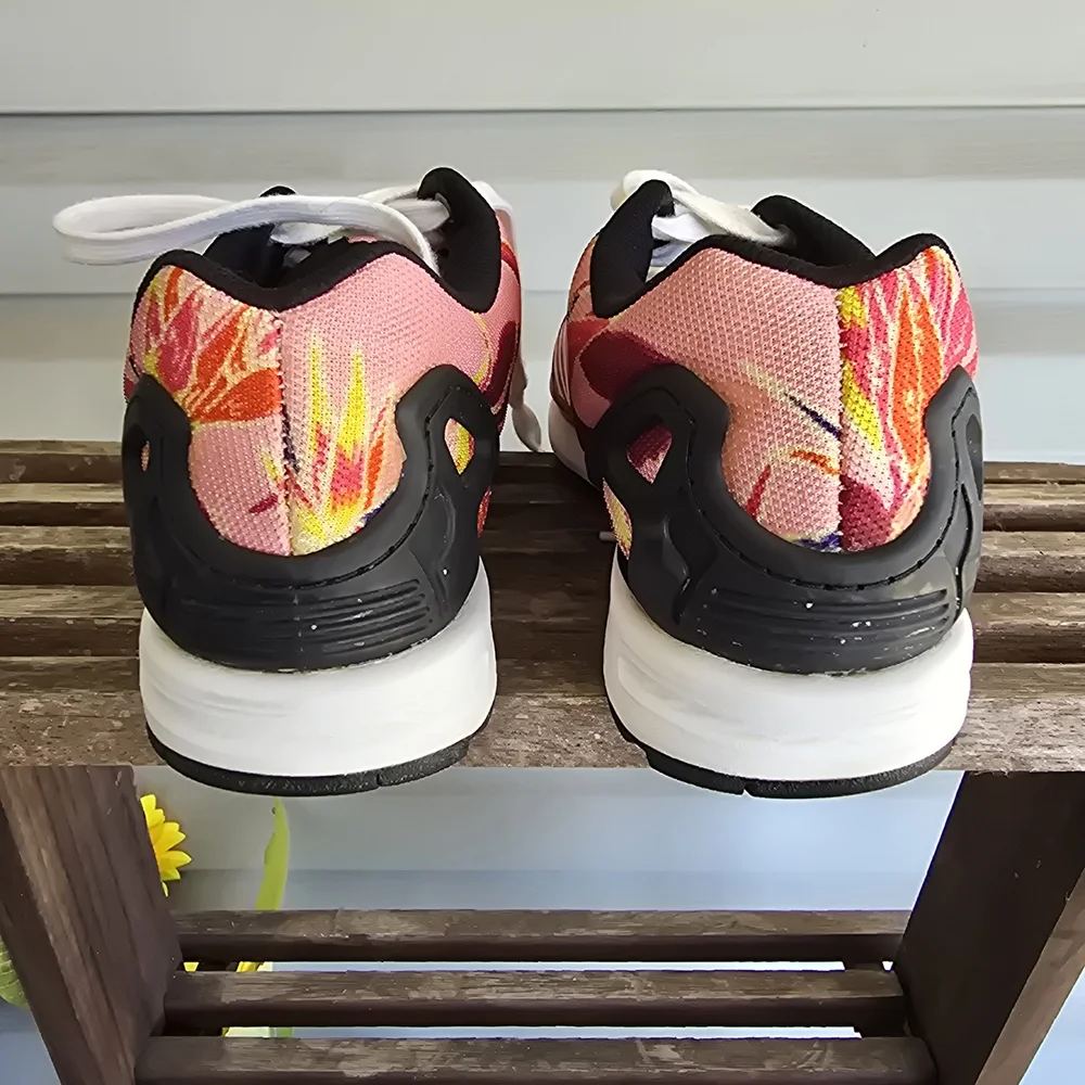 Adidas ZX Flux Print Mens Size 7 Pink‎ White Athletic Running Shoes Sneakers