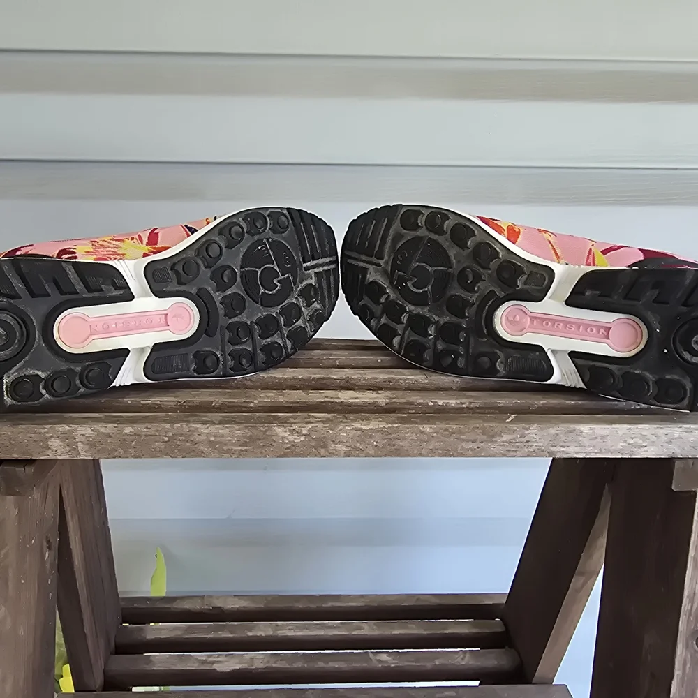 Adidas ZX Flux Print Mens Size 7 Pink‎ White Athletic Running Shoes Sneakers