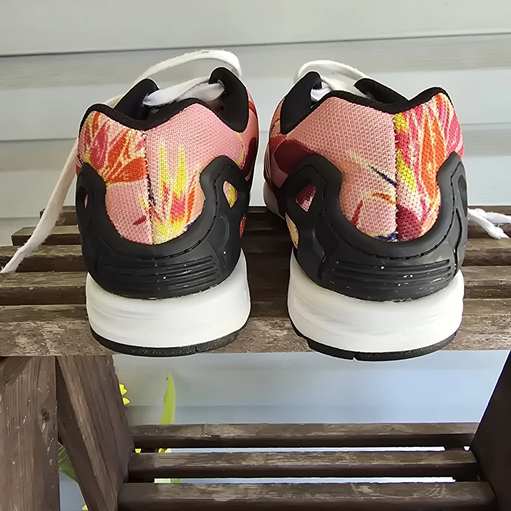 Adidas ZX Flux Print Mens Size 7 Pink‎ White Athletic Running Shoes Sneakers