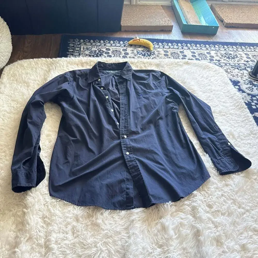 Polo Ralph Lauren‎ Navy Blue Poplin Long Sleeve Button Down Shirt