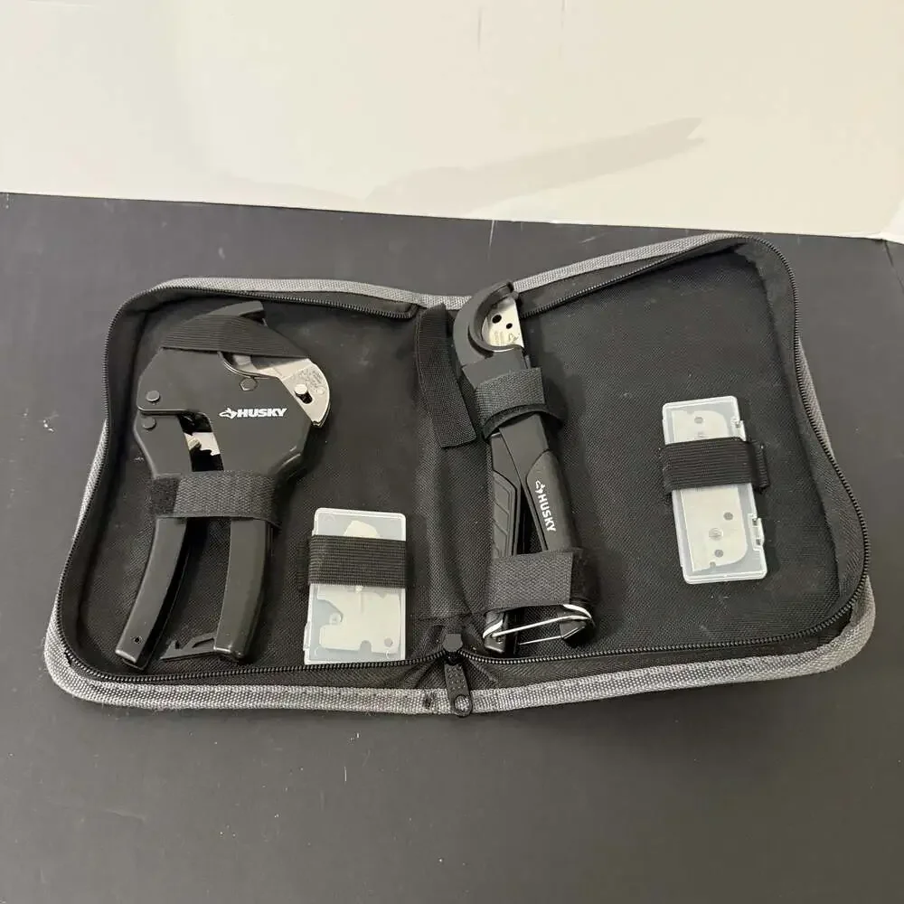 Husky 4-Piece Ratcheting PVC and Flexible‎ Tube Cutting Kit with Pouch
