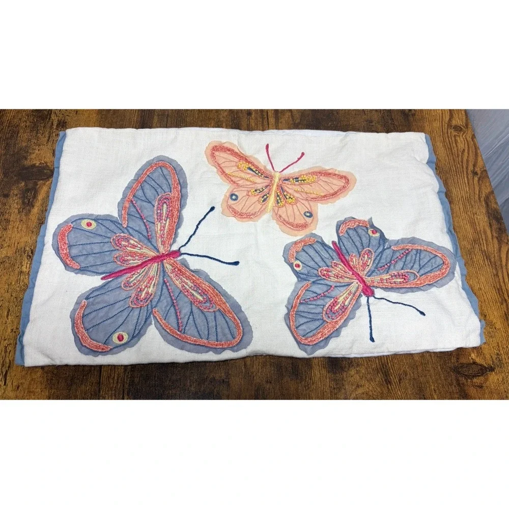 Pier 1 Embroidered Beaded Butterfly Pillow Cover Boho Decor Boho Fairy Whimsical