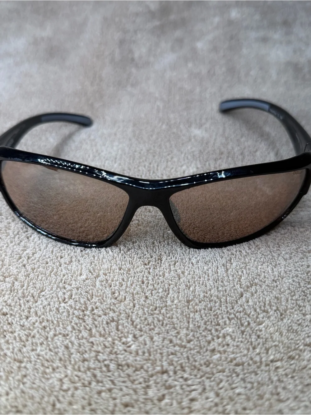 Men's Black Wrap Sunglasses with Brown Lenses