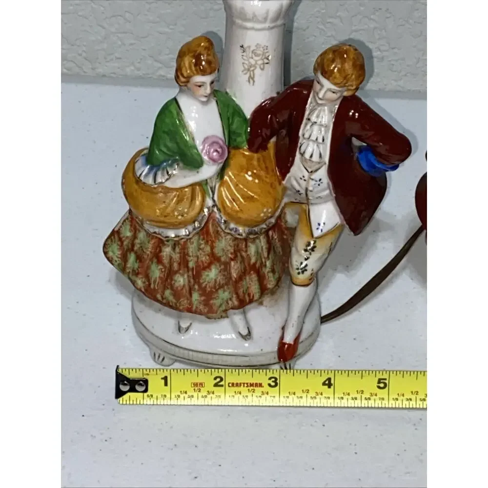 VTG Set Of 2 Made In Occupied Japan Porcelain Lamps Figurines Couples Work READ‎