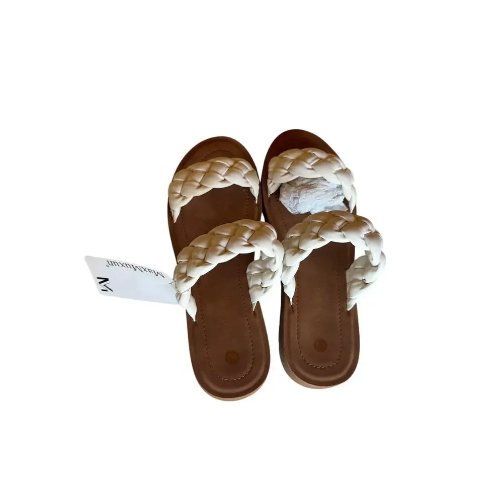 NWT MaxMuxun White braided sandal Size‎ 9