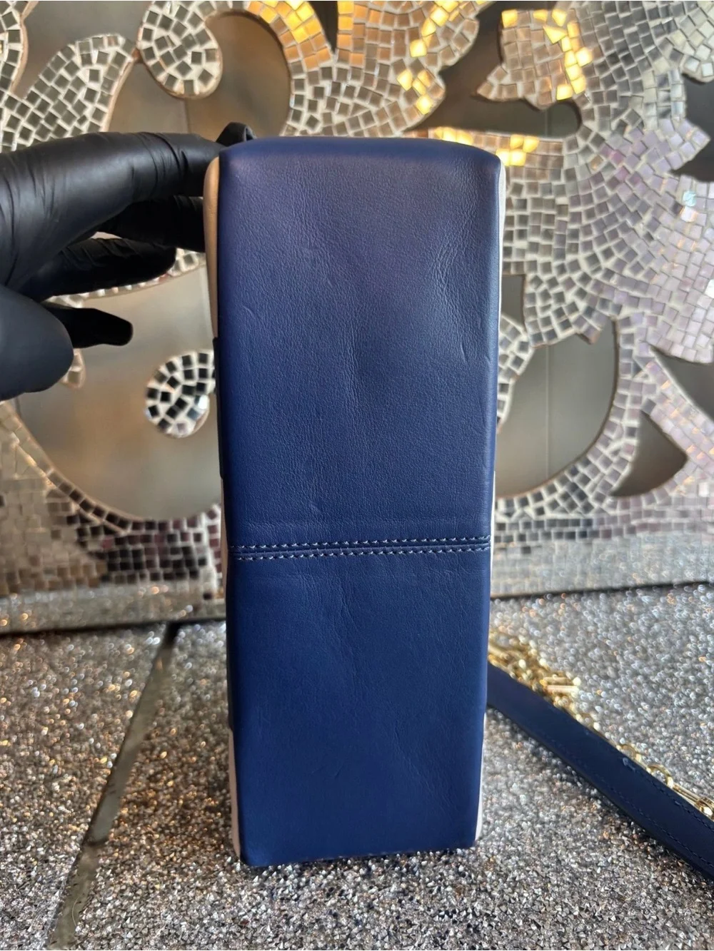 ⭐️kate spade Navy & White Stripe Leather Shoulder‎ Bag