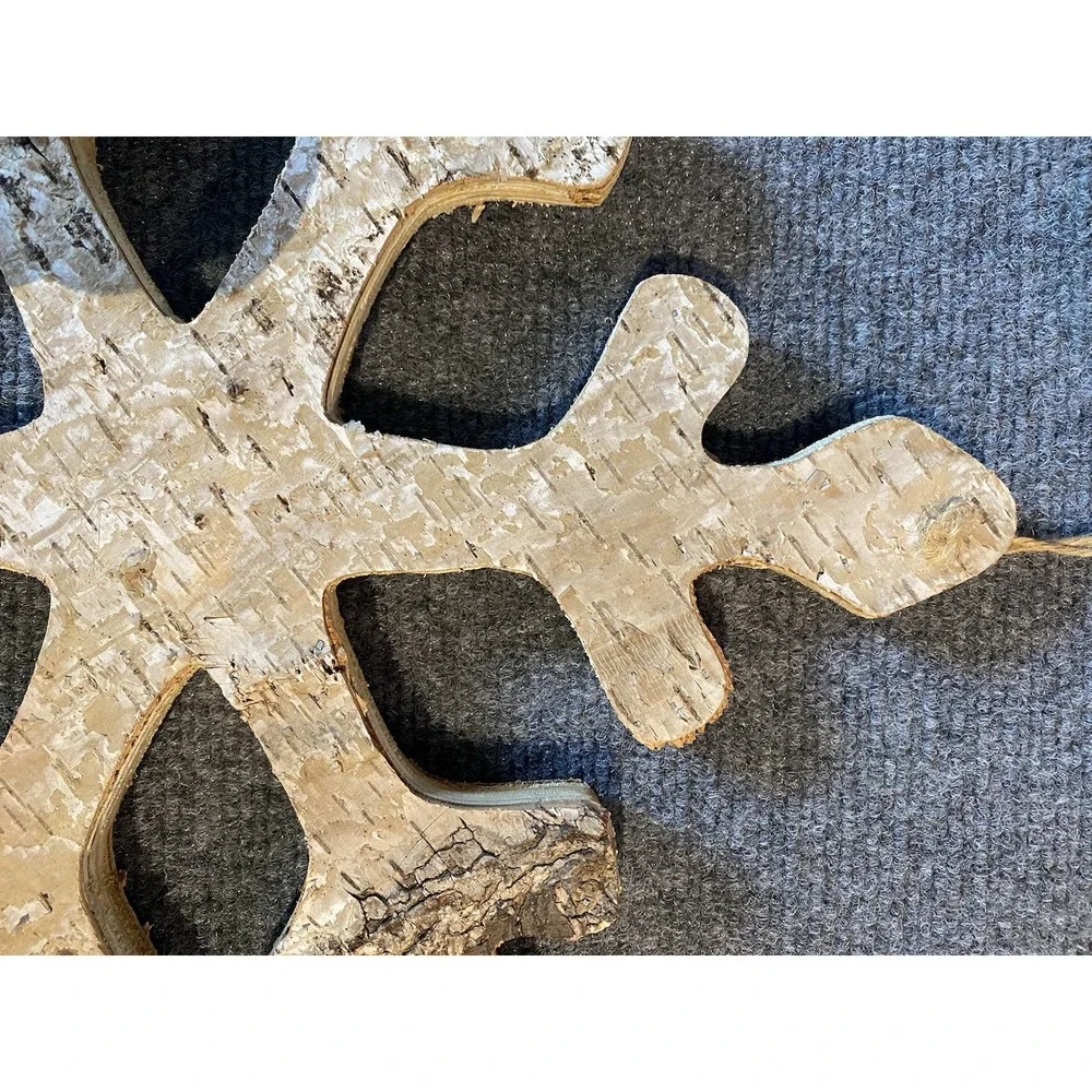 Set Of 3 Rustic Distressed Natural Wood Snowflake Decor‎ Xmas Winter Cottagecore
