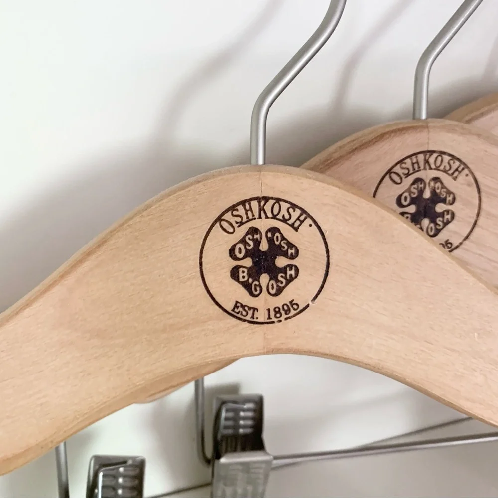Vintage Oshkosh b gosh wood and matte Steele hangers