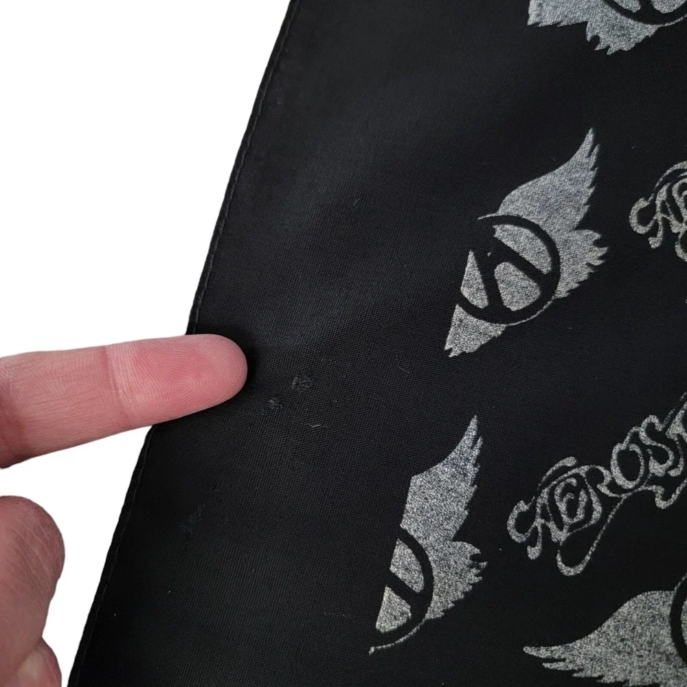 Vintage Aerosmith Tour Bandana Scarf 80s Black White Steven Tyler‎ Wings READ