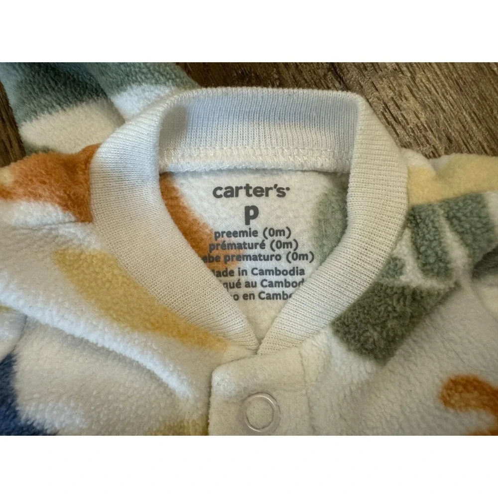 Carters Preemie Baby Boy Sleeper Outfit Romper Fleece Animal Reborn Winter‎