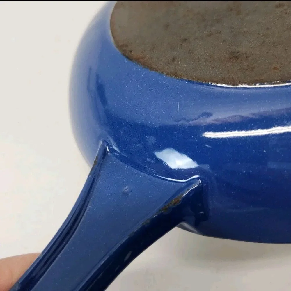 Le Creuset #22 Cobalt Blue Enamel Cast Iron Multifunction Saucepan Skillet Set