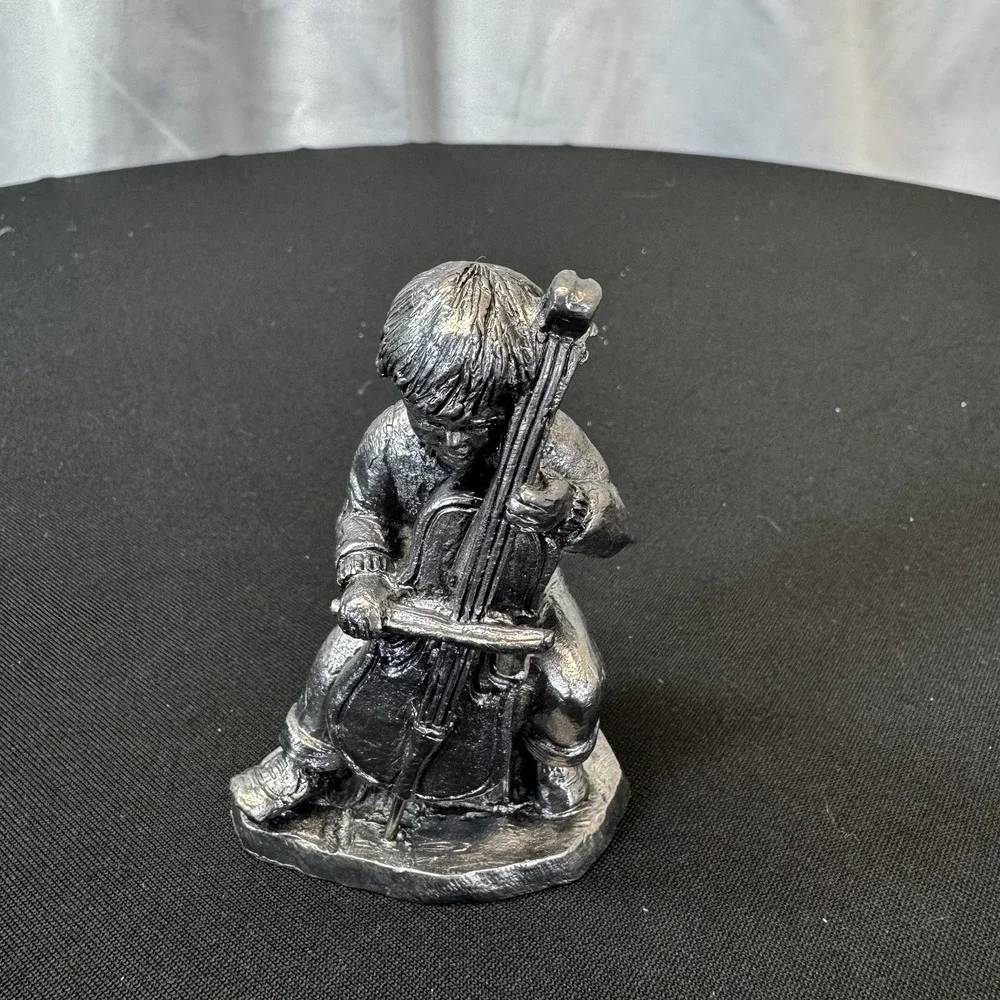 Pewter Figurine by Ricker Boy‎ with Bass Fiddle #13062