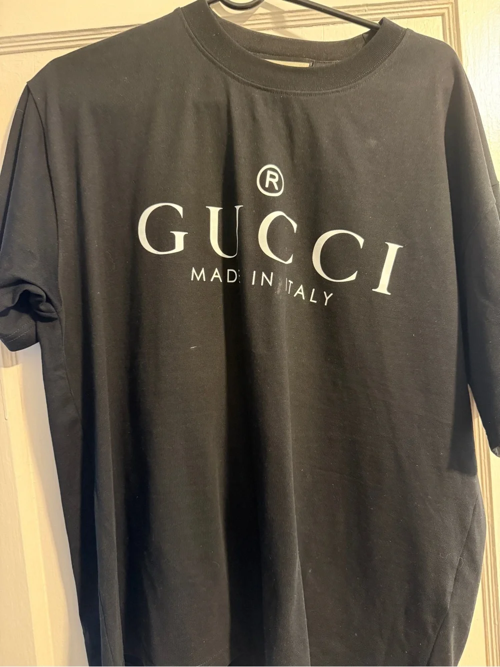 Gucci Black T-Shirt with White Logo