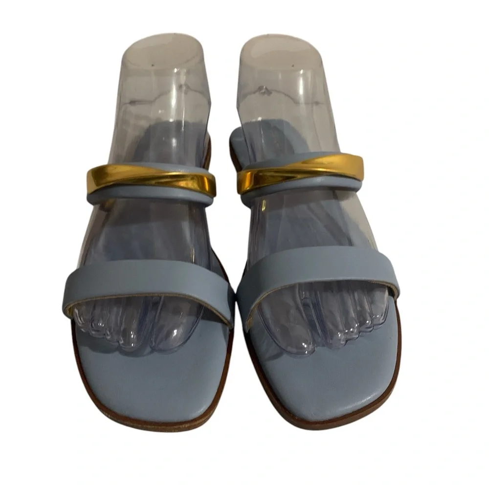 Donna Karan Elegant Blue and Gold Women's Sandals 8