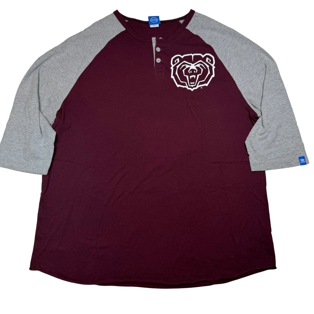 Adidas Originals Missouri State Bears Henley Shirt Mens XL Raglan Baseball Flaw⁠