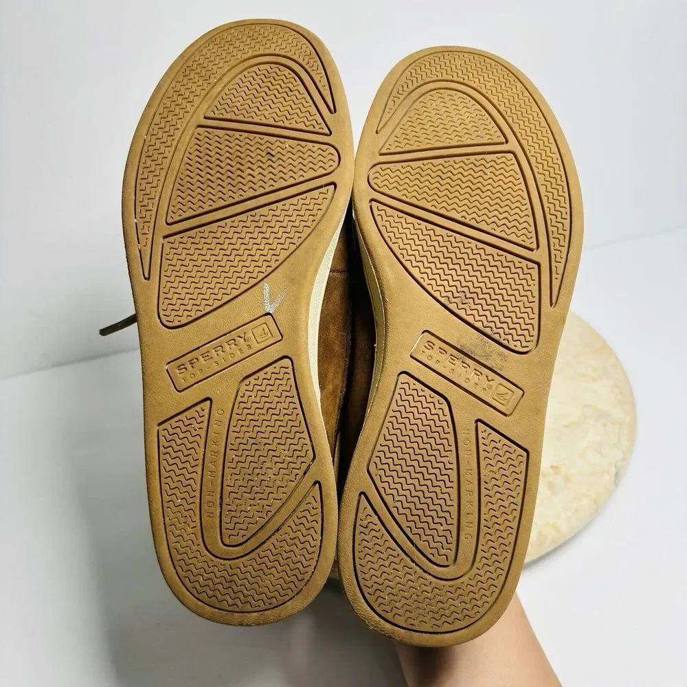 Sperry Boys Sz 4.5W Sperry Cup II Brown Leather Boat‎ Shoes