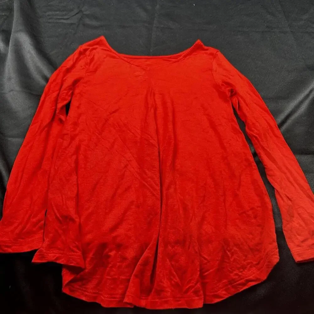 Old Navy Girls Orange Red Long Sleeve V Back‎ Shirt Top Size S 6-7Y