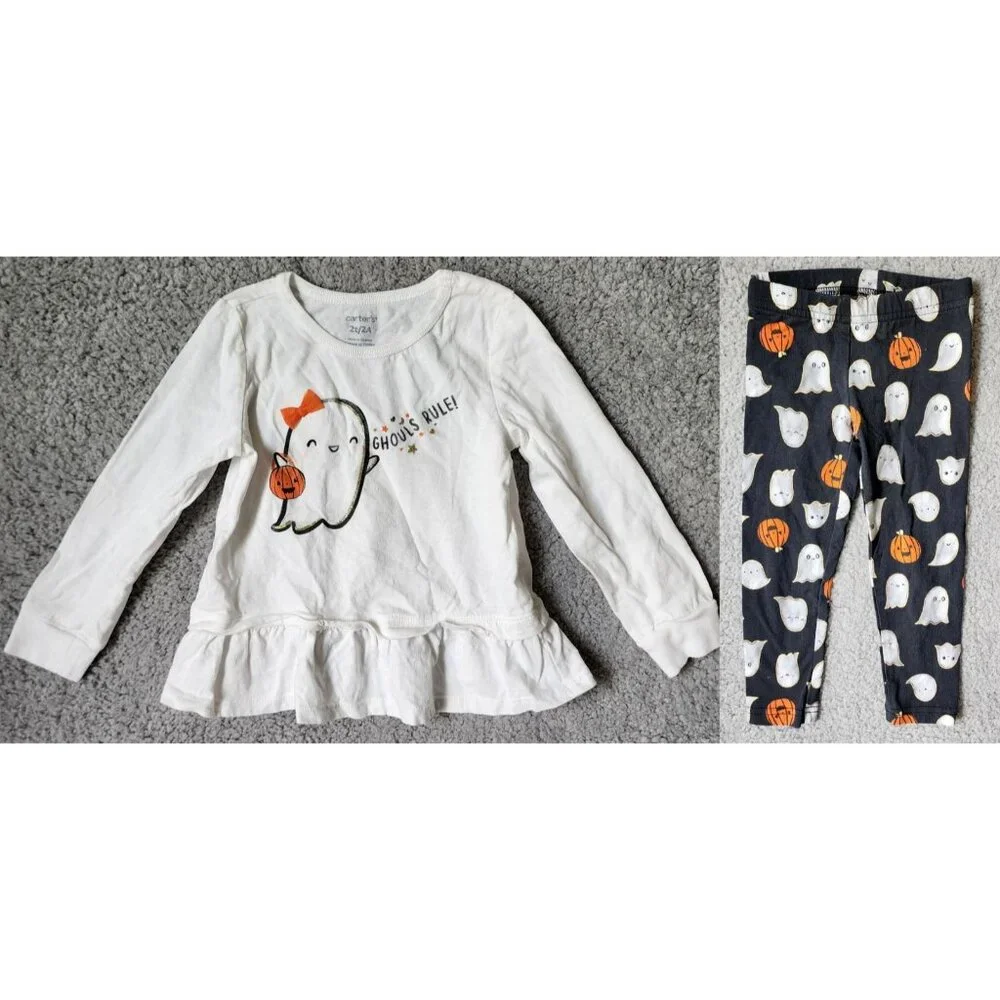 Carters Toddler Girls 2 Piece Outfit Set Ruffle Top/Leggings 