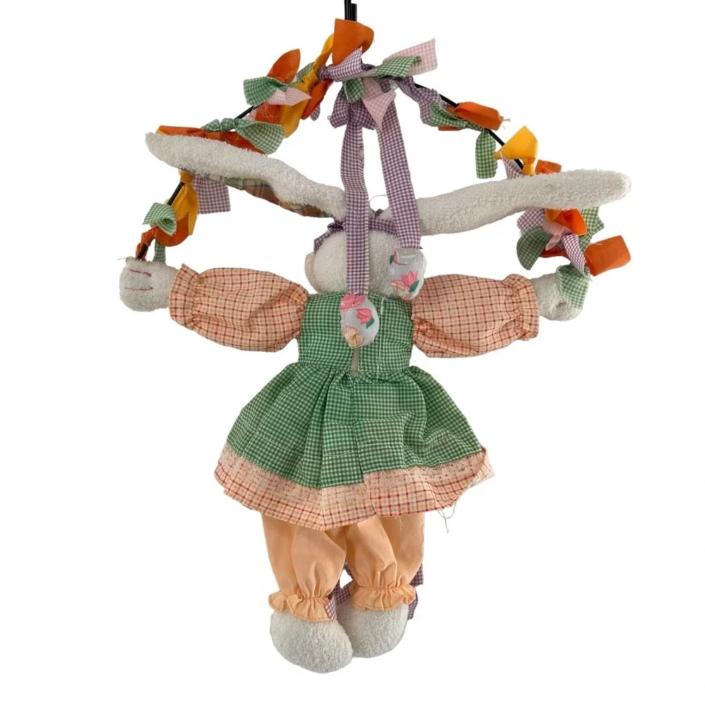 Vintage Plush‎ Easter Bunny Rabbit Spring Door Wreath Wall Hanging Decor 18