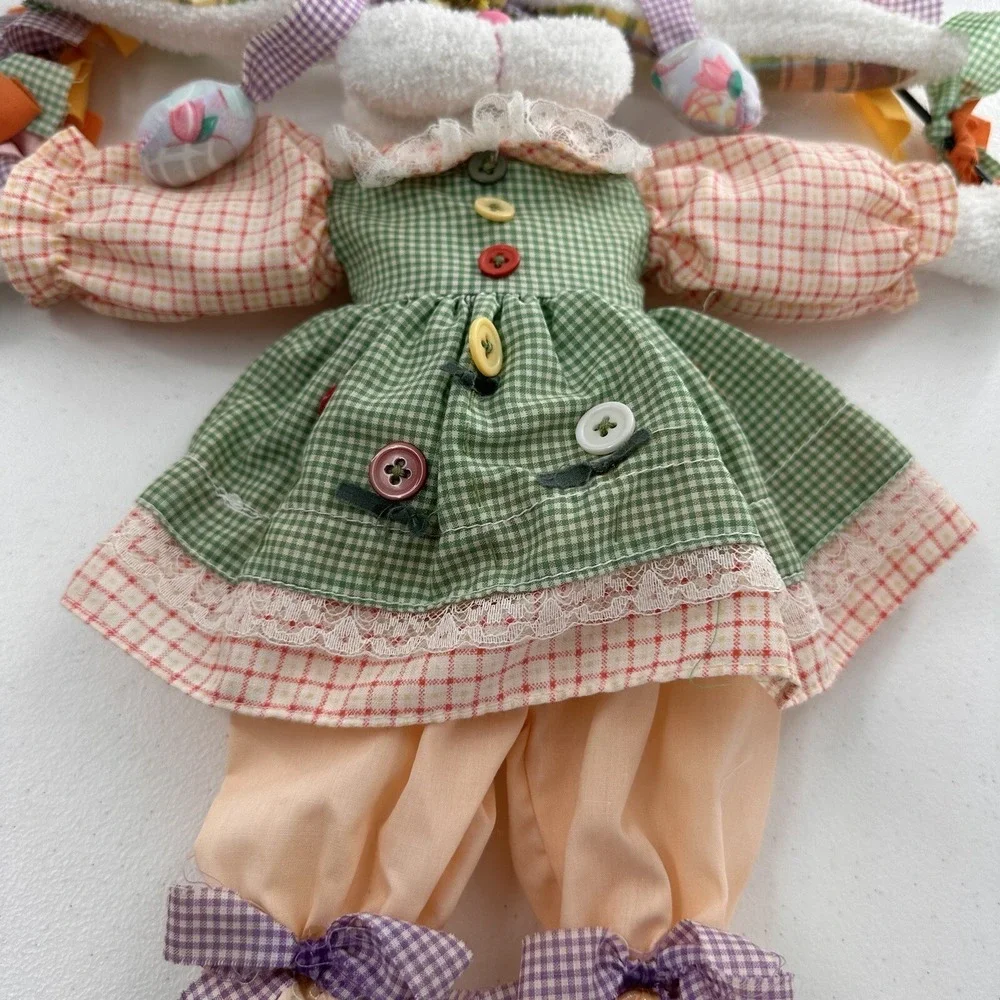 Vintage Plush‎ Easter Bunny Rabbit Spring Door Wreath Wall Hanging Decor 18