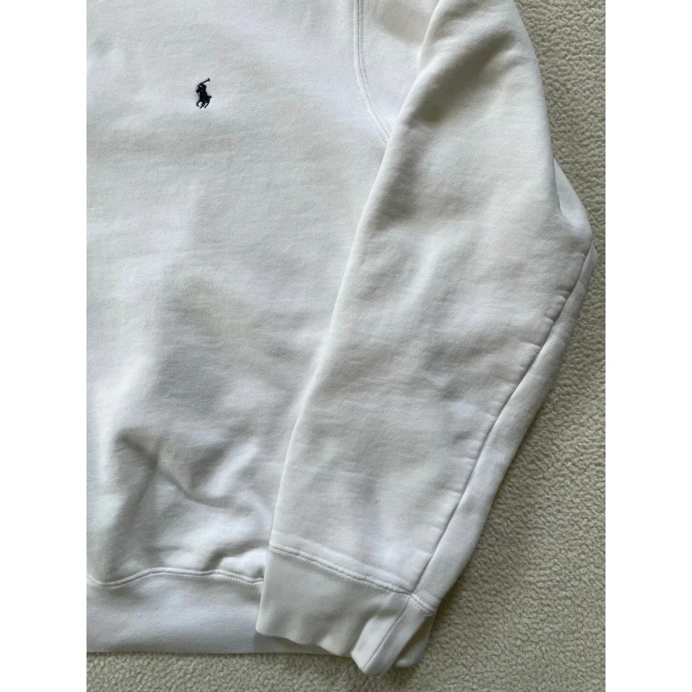 Polo Ralph Lauren Mens Large Quarter Zip Sweatshirt White Fleece Pullover