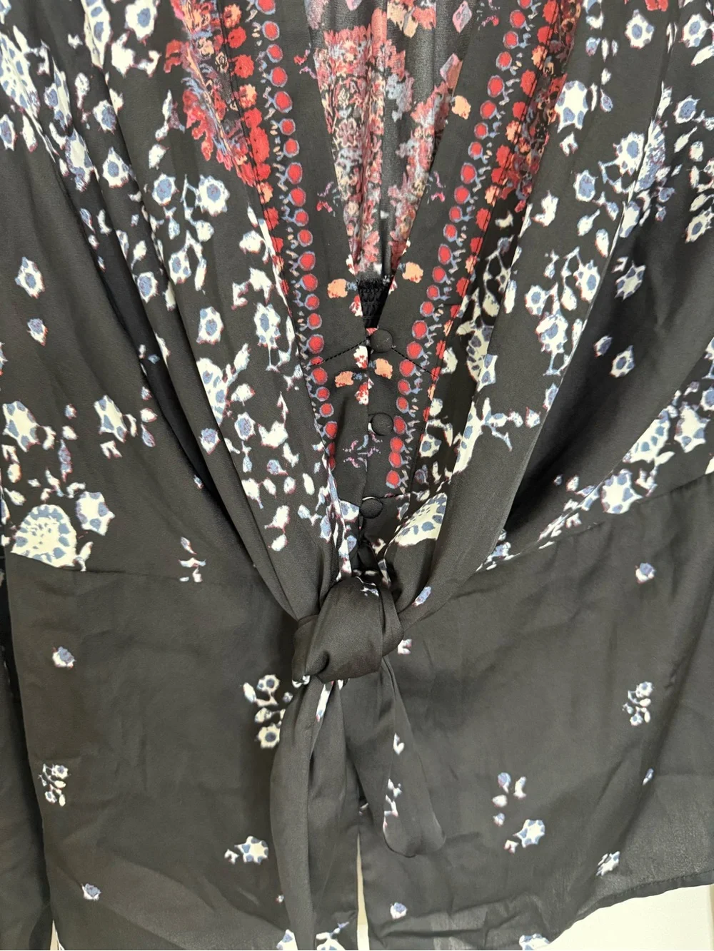 Free People Run Free Blouse Night Combo Bohemian Floral Paisley Women's Medium