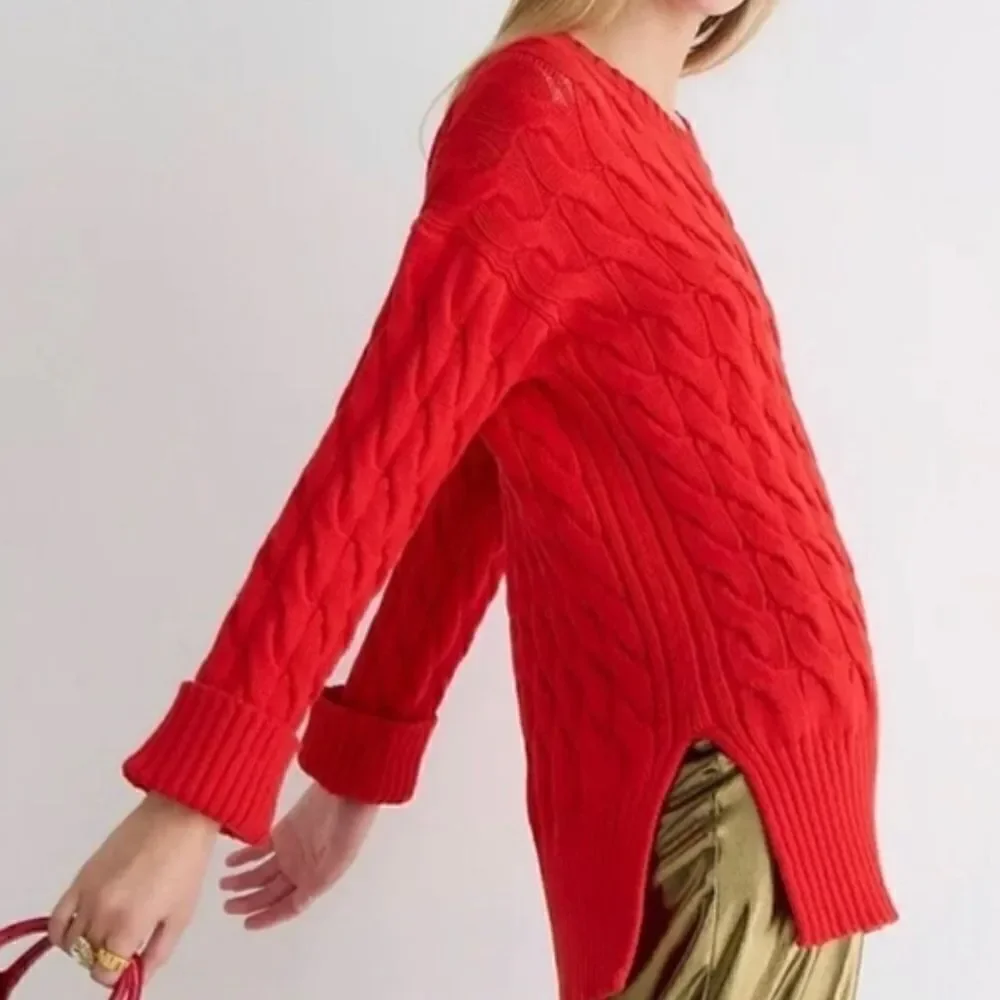 J. CREW Women’s Cable Knit Sweater Sz XS-S in Scarlett