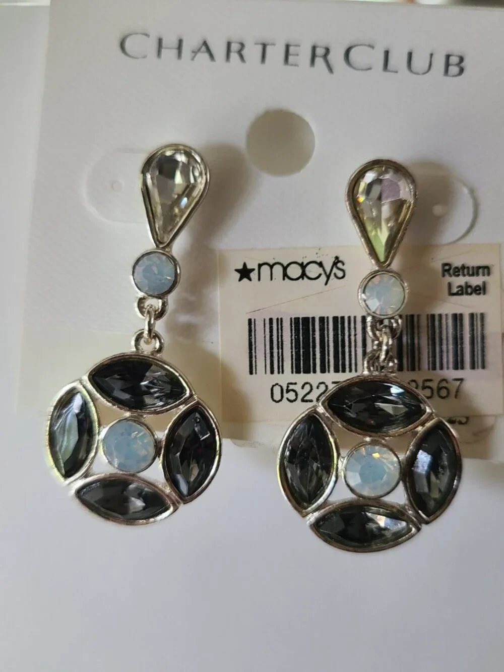 Charter Club Earrings Pierced Dangle Blue Gray