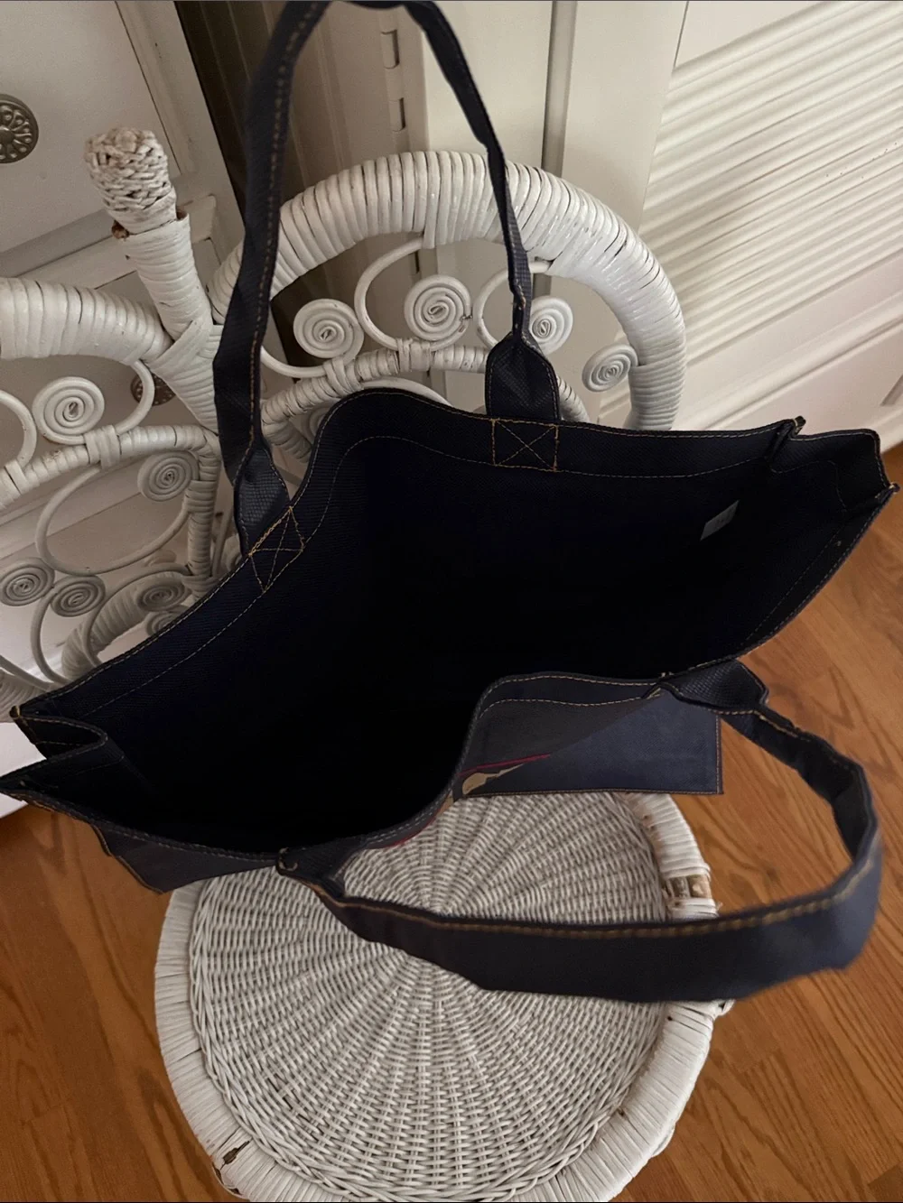 Viva London Jean Dark Blue Canvas Logo Tote