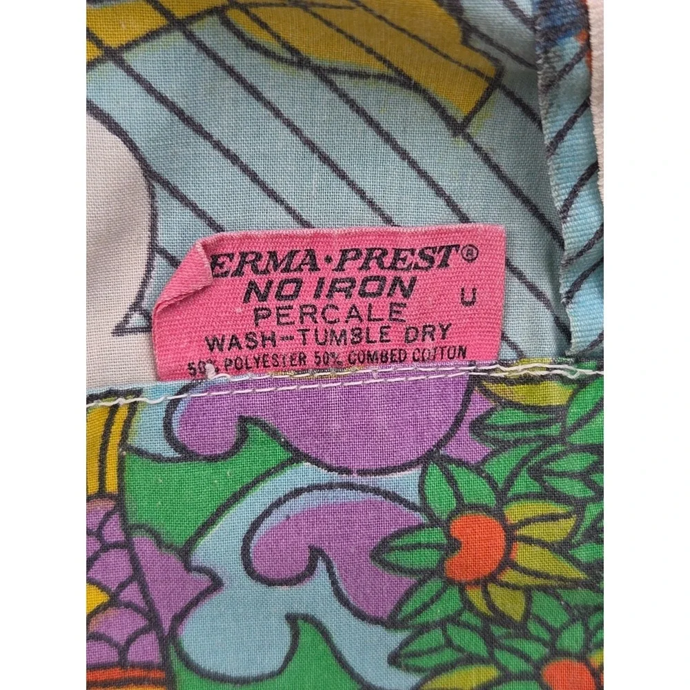 Vintage 1970s Sears Noah's Ark Psychedelic Mod Colorful Retro Pillow Case STD