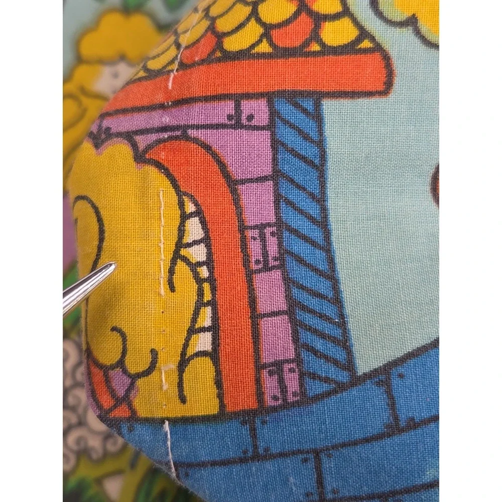 Vintage 1970s Sears Noah's Ark Psychedelic Mod Colorful Retro Pillow Case STD