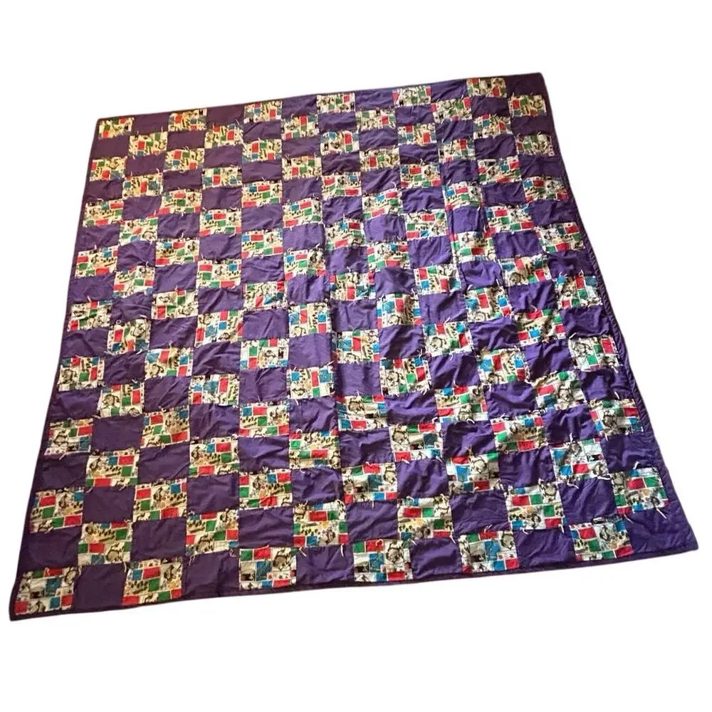 Vintage handmade 90s Taz full size quilt Tasmanian Devil Looney Tunes