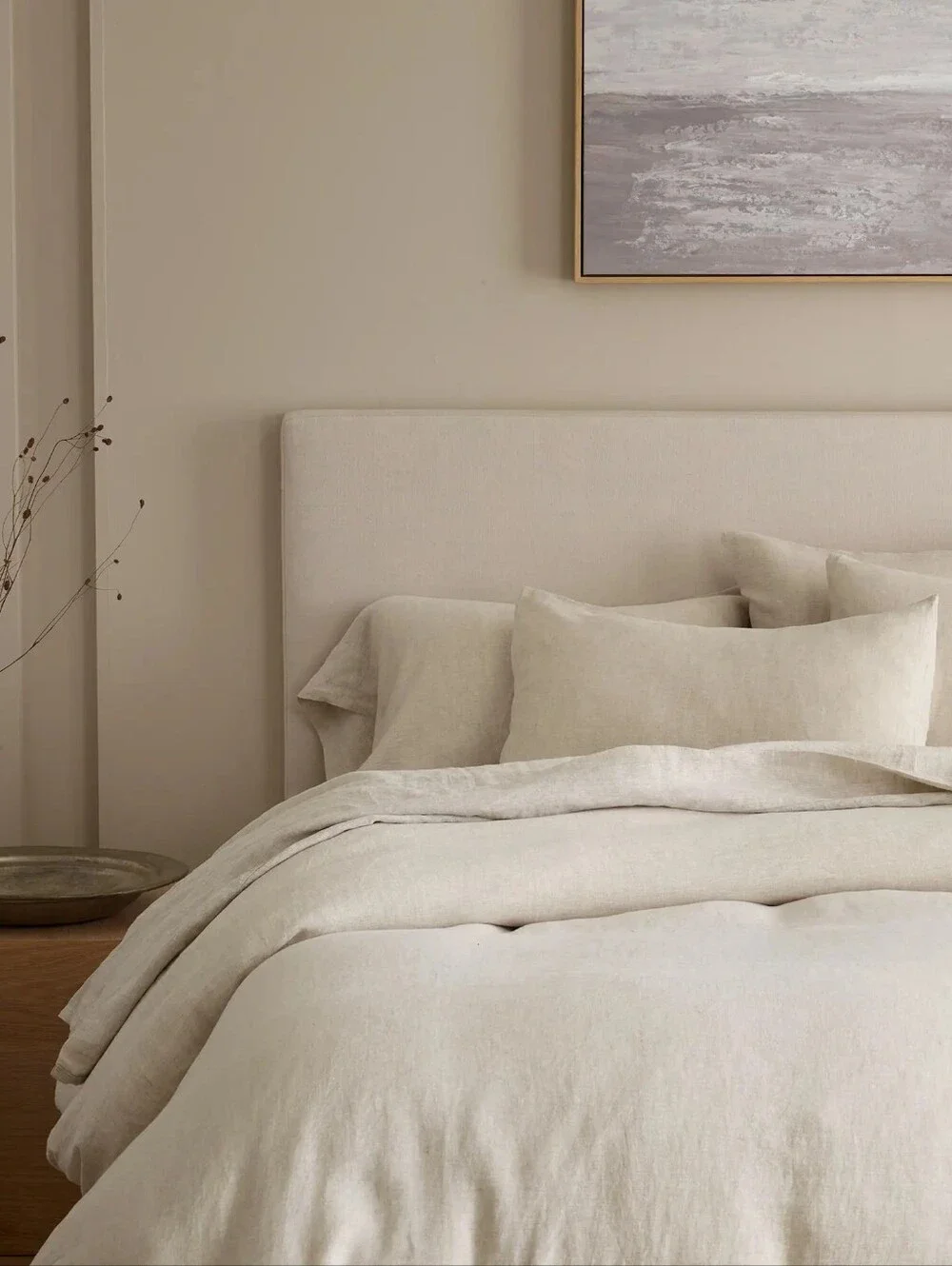 Quince European Linen Neutral Duvet Cover 3 Piece  Set - Natural Chambray NWT