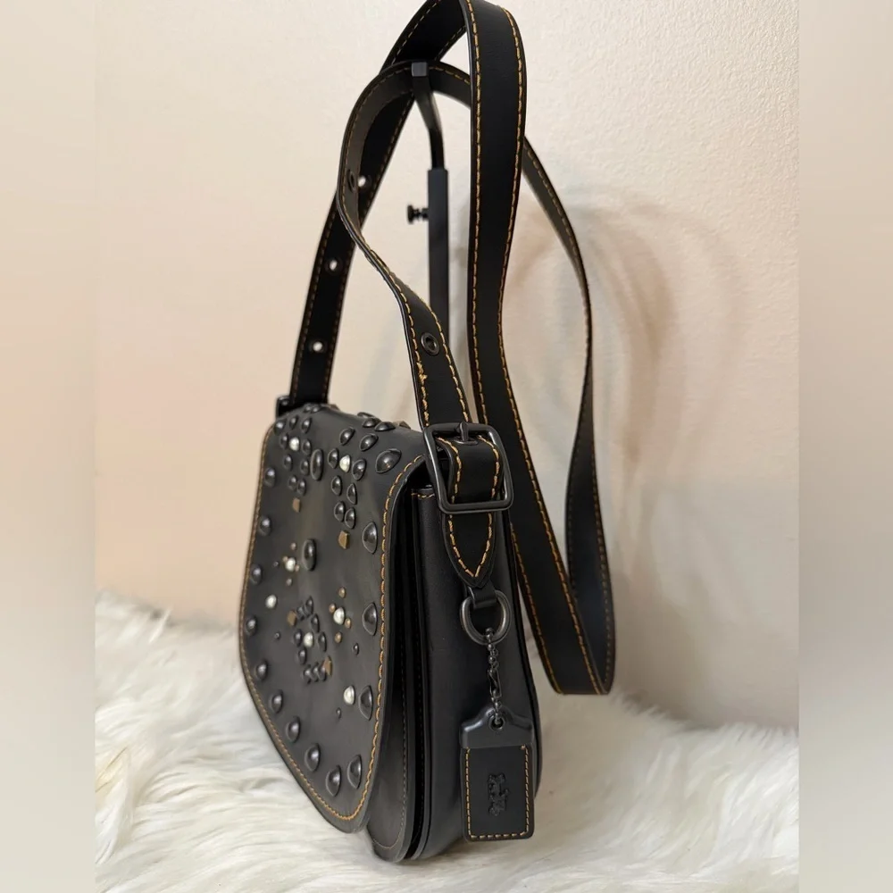 Coach Black Crossbody Bag with Studs#20115
