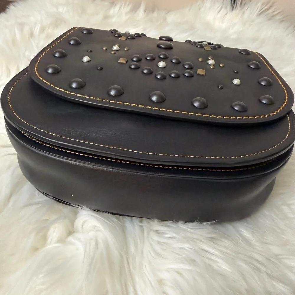 Coach Black Crossbody Bag with Studs#20115