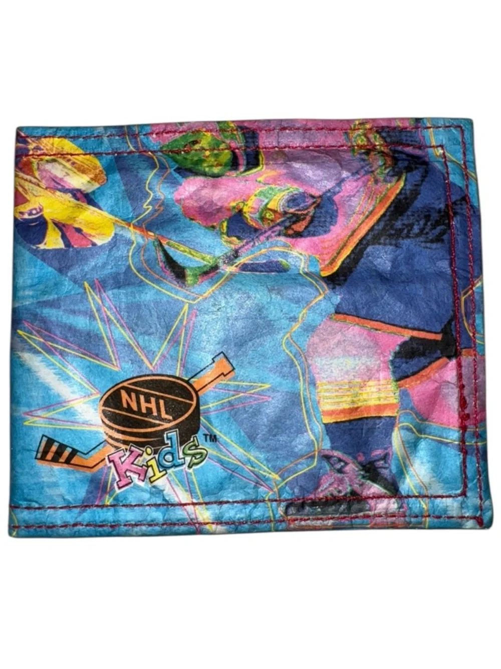 Vintage 90s NHL Kids Multicolor Blue Pink Wallet