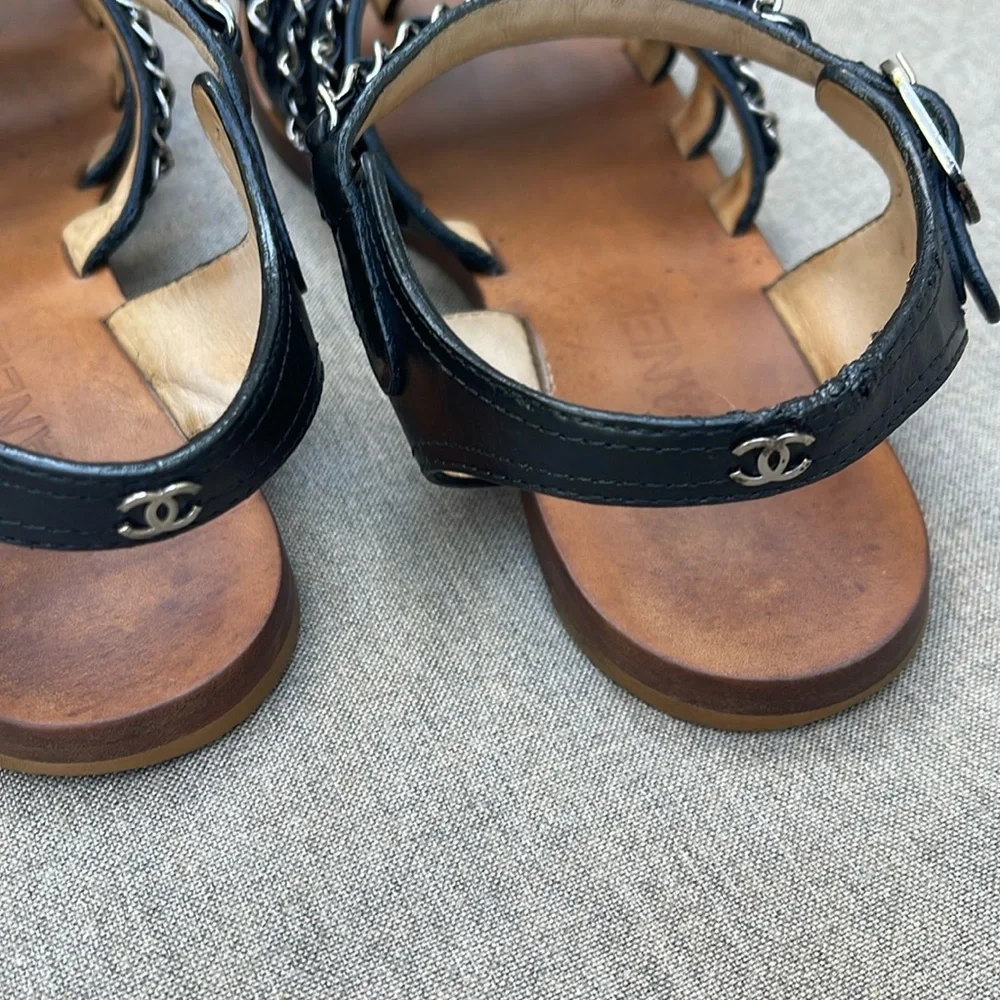 CHANEL silver believe leather