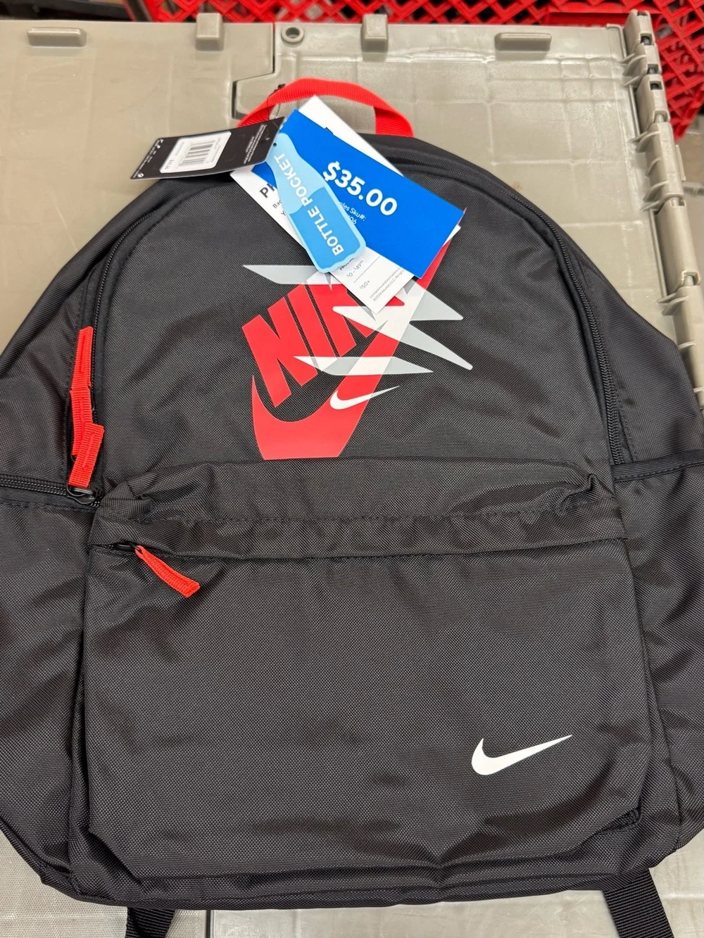 Nike Black and Red Logo Backpack