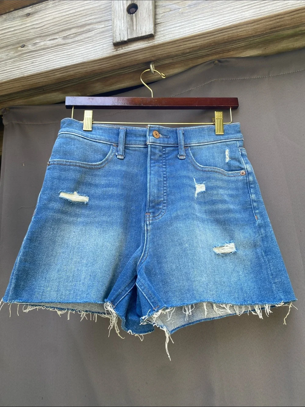 Express Blue Distressed Denim Cutoff Shorts