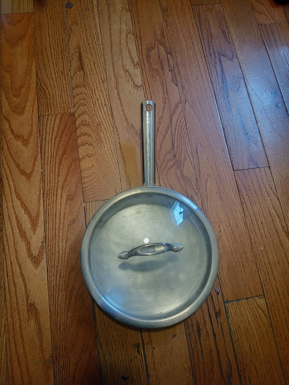 Stainless Steel Fry Pan with Lid - Silver and Copper bottom.