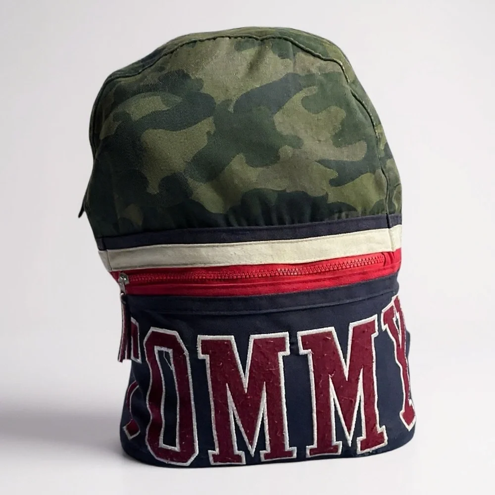 🪖 Tommy Hilfiger Camo Backpack w/‎ OG TOMMY Spellout 🔥 Y2K Vibes