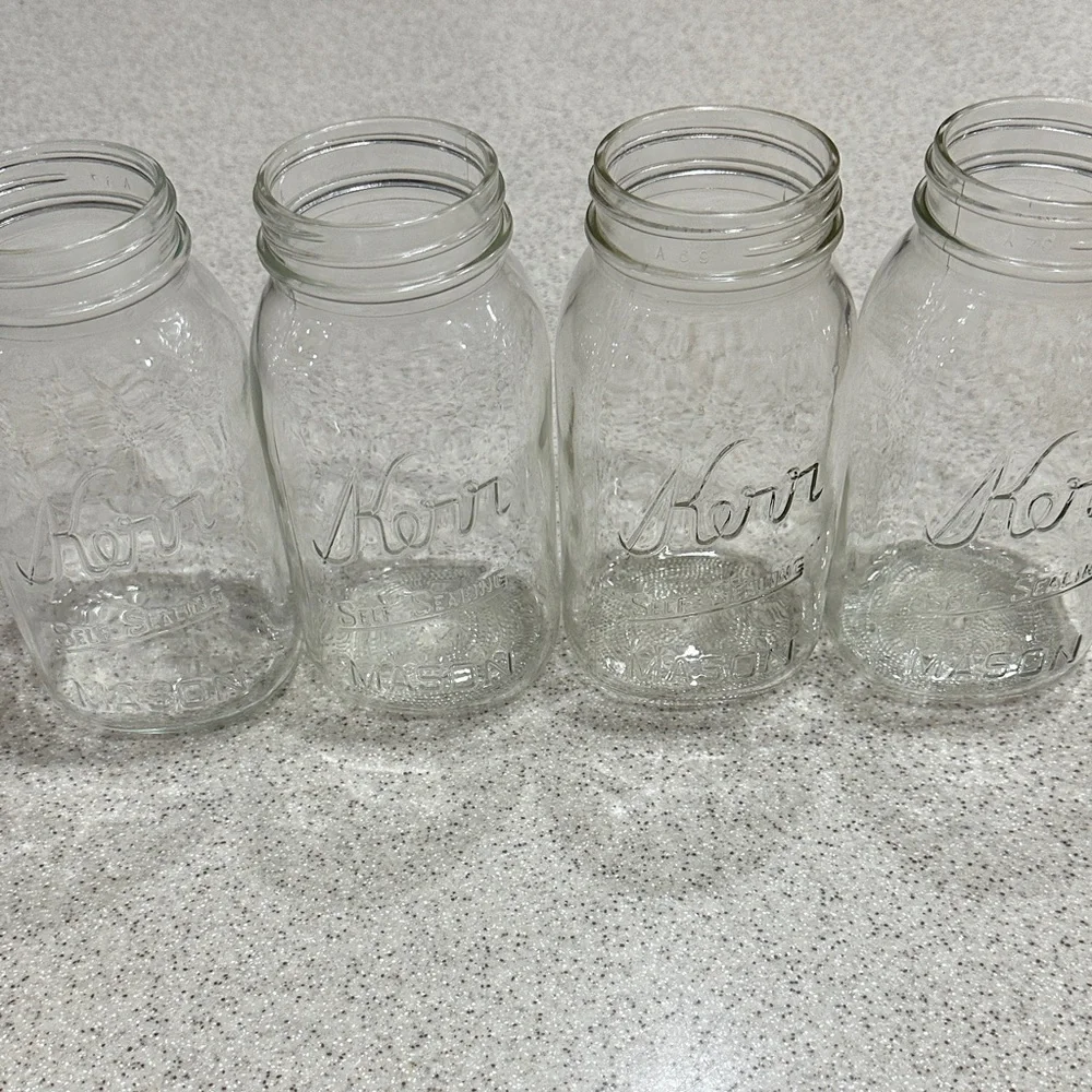 Antique 4 Kerr Self Sealing Mason Jars Quart