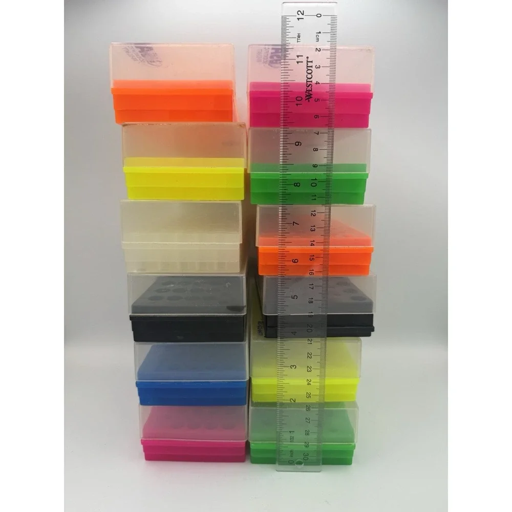 Lot of 12 USA Scientific 40-Well Microtube Storage Racks w/ Lids Unique Colors