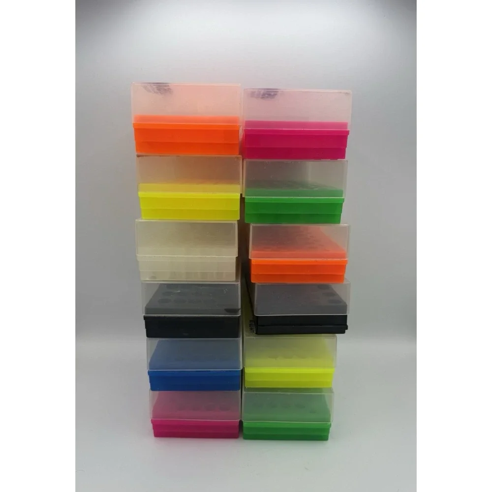 Lot of 12 USA Scientific 40-Well Microtube Storage Racks w/ Lids Unique Colors