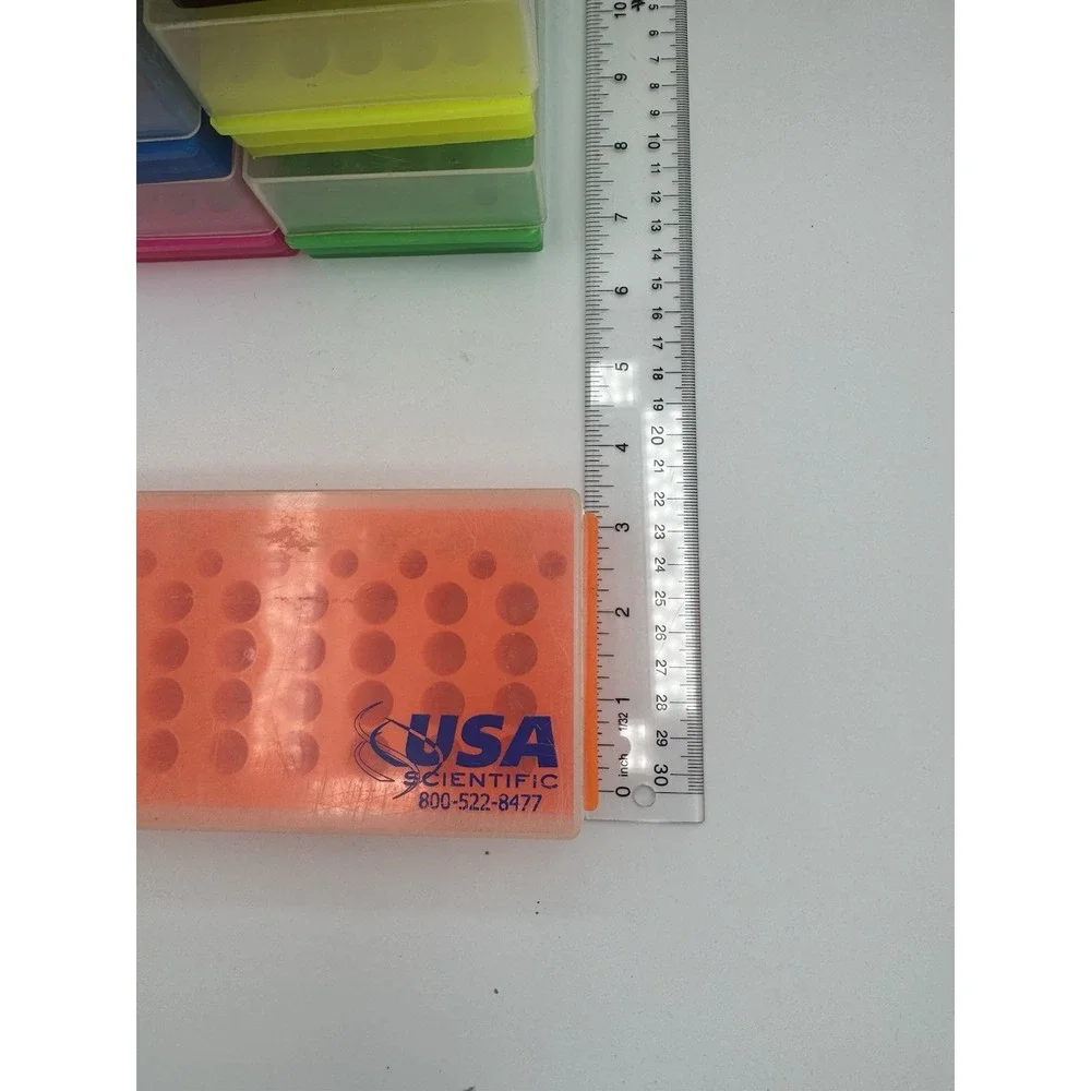 Lot of 12 USA Scientific 40-Well Microtube Storage Racks w/ Lids Unique Colors