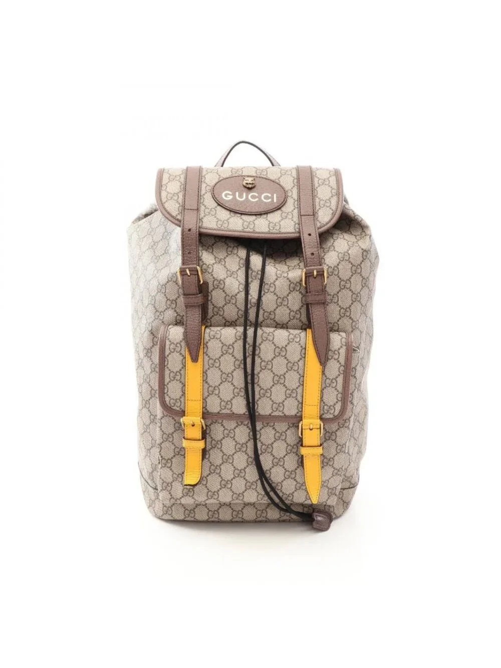 Gucci Backpack GG Supreme Cat Head Web Line Beige Canvas Leather Courier