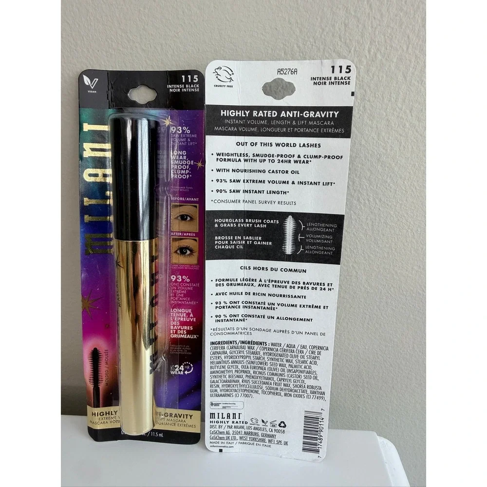 Milani Mascara Womens 0.39oz Intense Black Anti-Gravity 2-Pack NWT